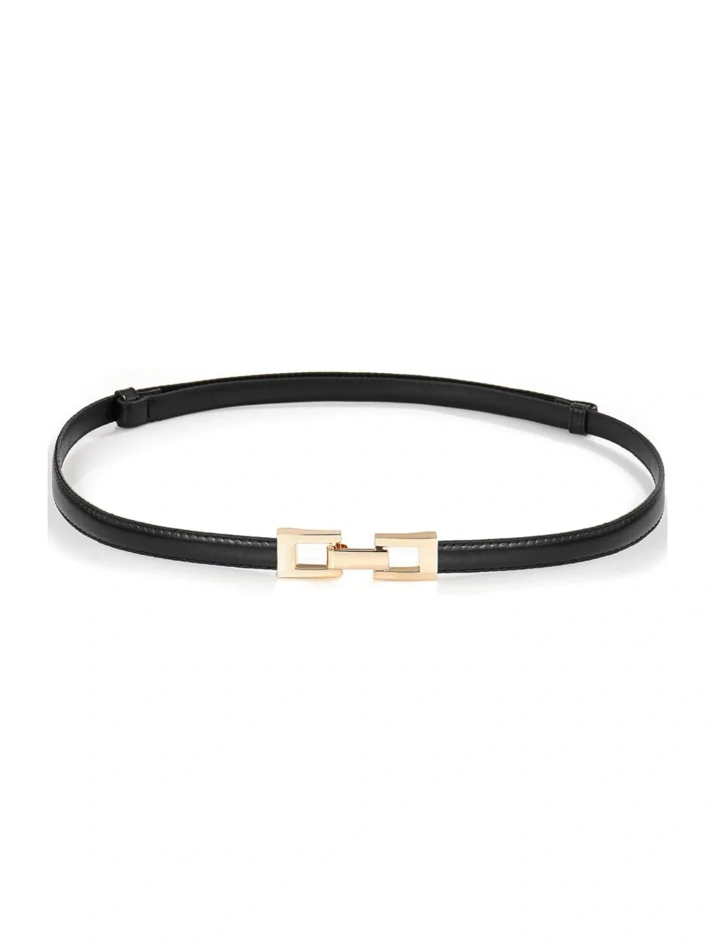 NWT!! Glamorstar Adjustable Skinny Belt in Black with Gold Hardware